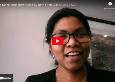 Lydia Manikonda introduced by Beth Fitch COFAS 2021